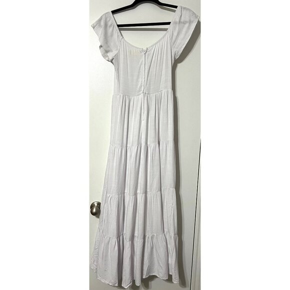 Altar'd White State Lea Maxi Dress Ruffled Tiered Elastic Waist Size M - Picture 3 of 7